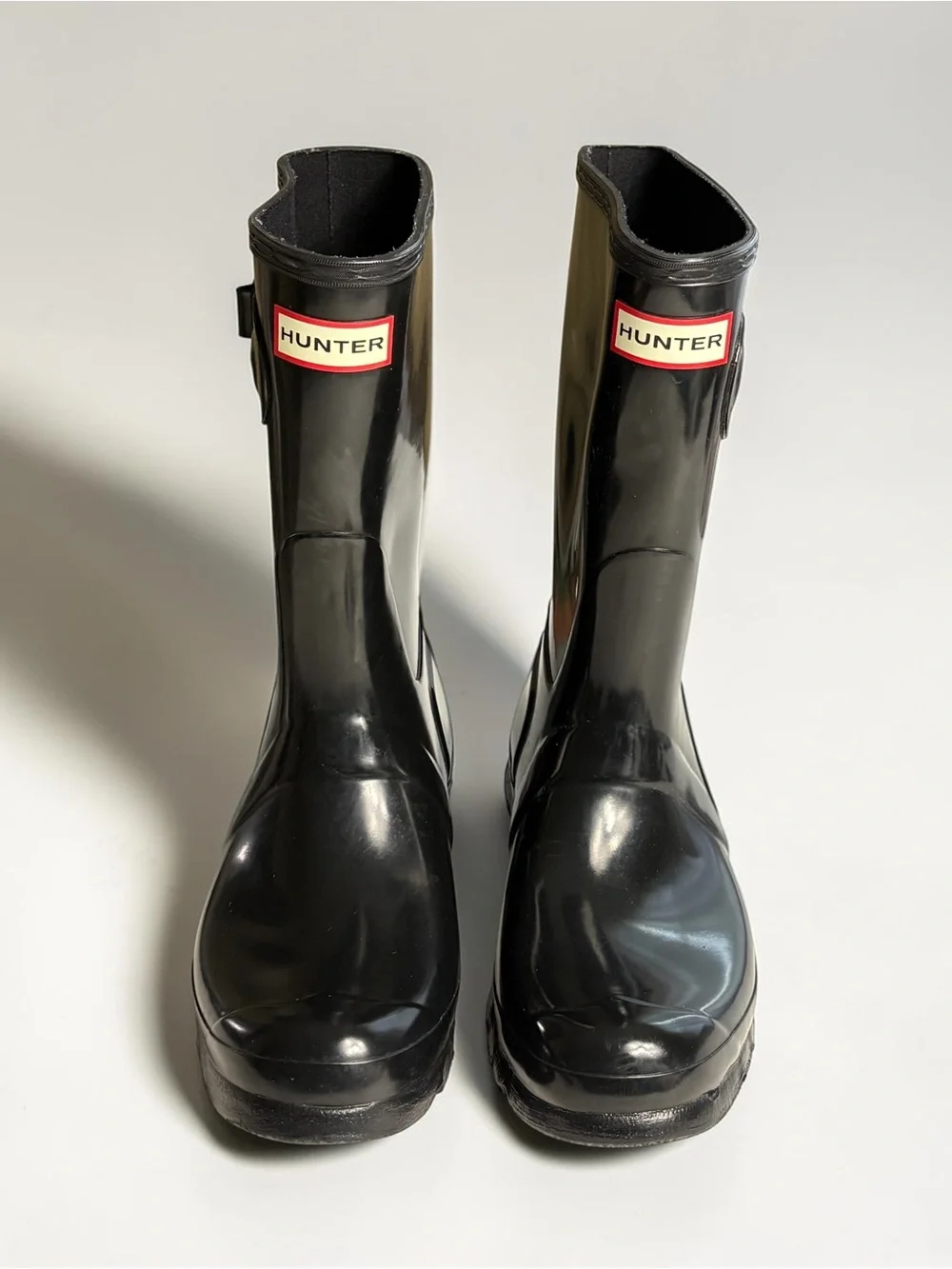 Hunter Original Short Gloss Rain Boots Black Womens Size 9 WFS1000RGL